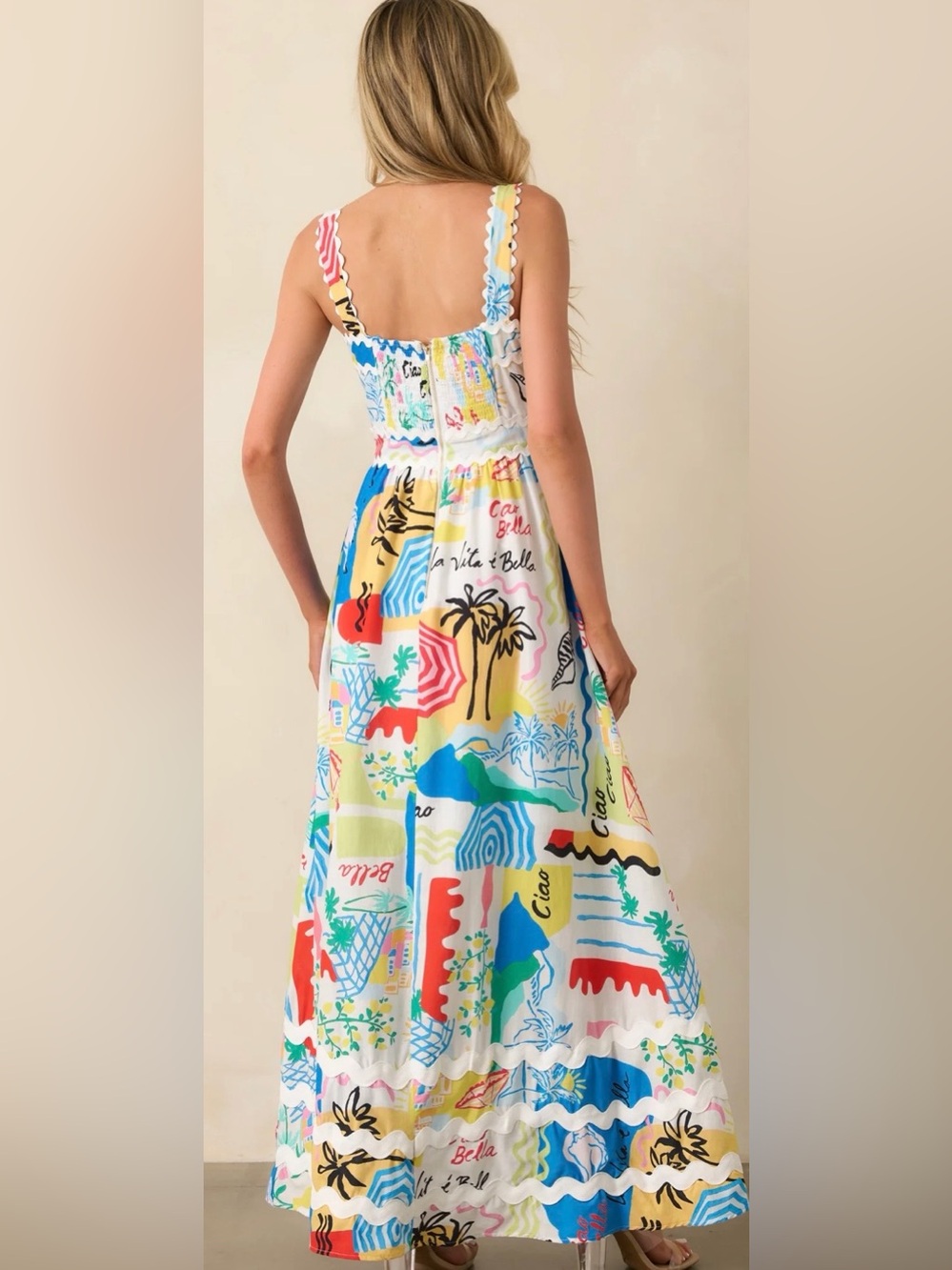 Sleeveless Multi-Color Print Maxi Dress - Picture 3 of 11